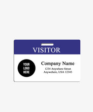 Load image into Gallery viewer, Blue Visitor Badge with Logo - BadgeSmith
