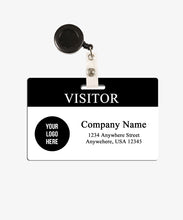 Load image into Gallery viewer, Black Visitor Badge with Logo - BadgeSmith
